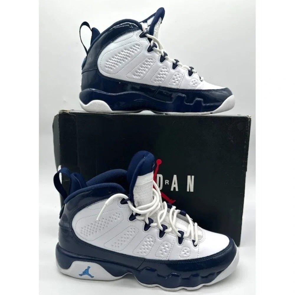 Nike Air Jordan 9 Retro GS White University Blue 302359-145 Size 7Y w/ Box